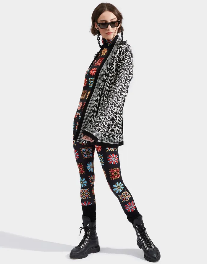 La Doublej Cozy Cardigan Black White In Merino Wool Women Knitwear
