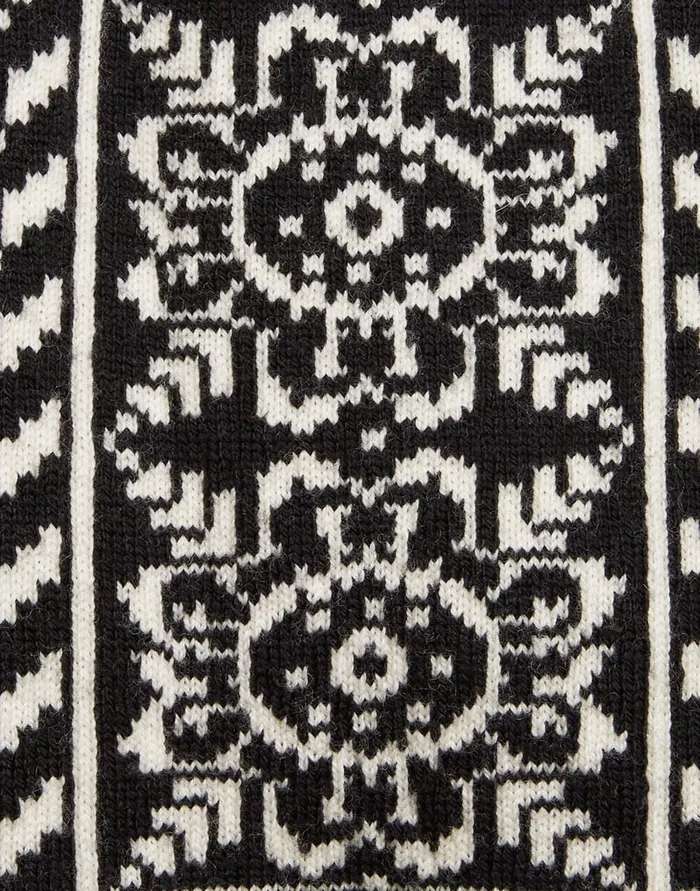 La Doublej Cozy Cardigan Black White In Merino Wool Women Knitwear