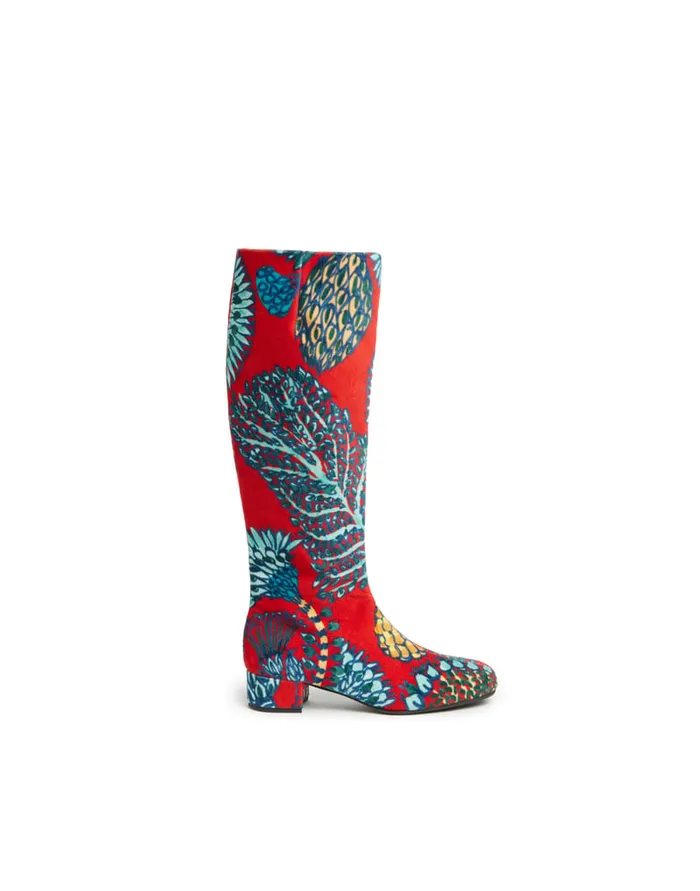 La Doublej Edie Boots Sicomore Red In Cotton Velvet Women Shoes