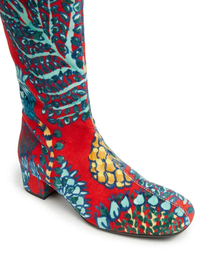 La Doublej Edie Boots Sicomore Red In Cotton Velvet Women Shoes