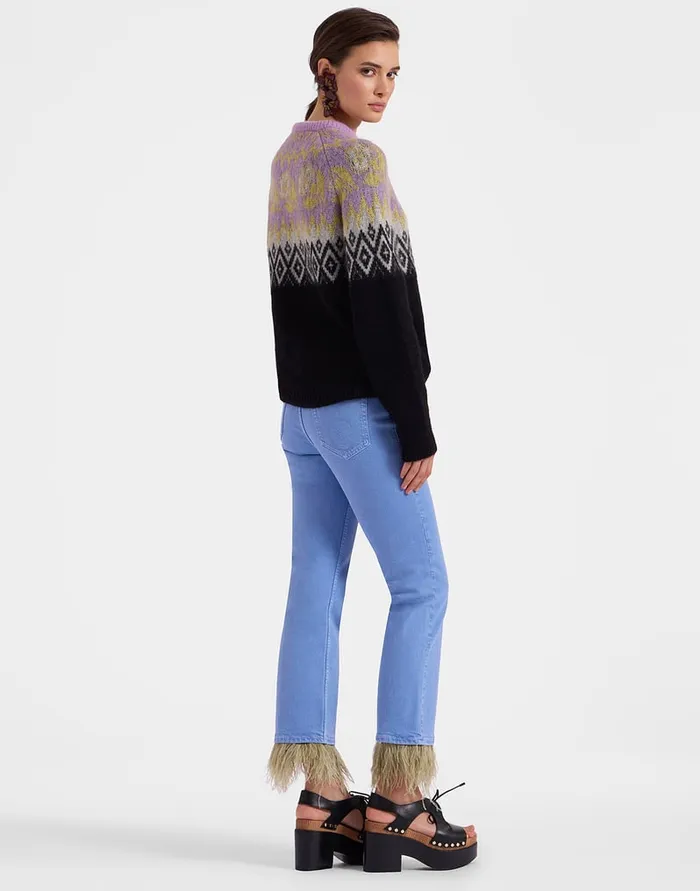 La Doublej Fancy Crop Jeans With Feathers Light Blue In Denim Women Shorts and Pants La Doublej Fancy Crop Jeans With Feathers Light Blue In Denim Women Shorts and Pants