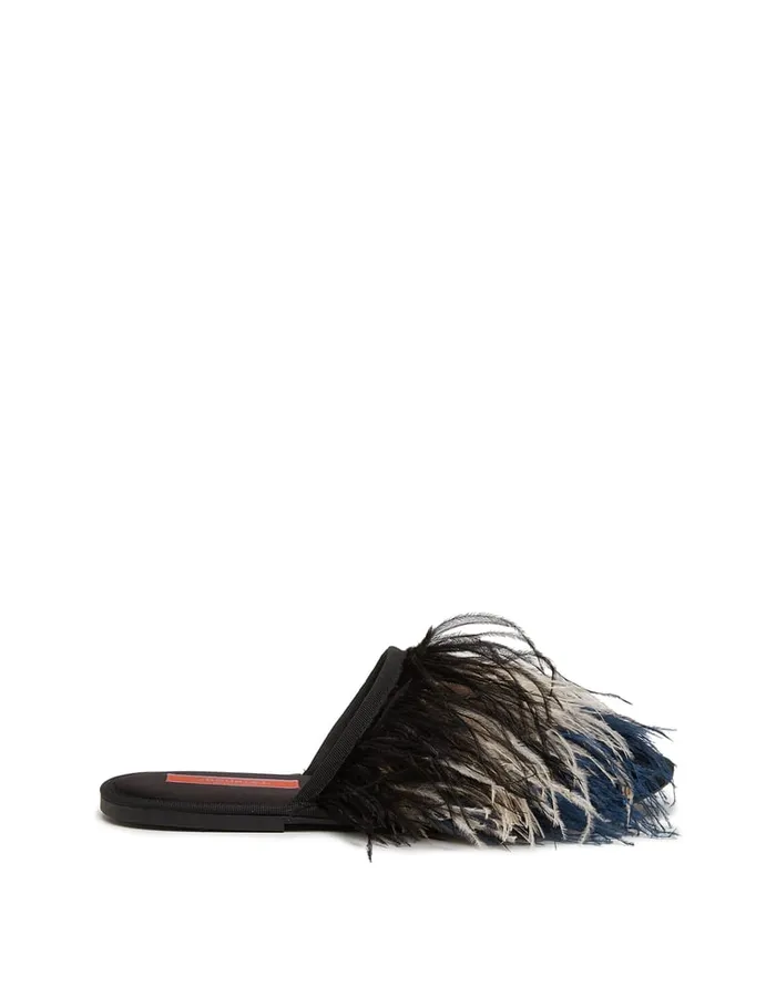 La Doublej Feather Slipper Solid Black In Raso Women Shoes