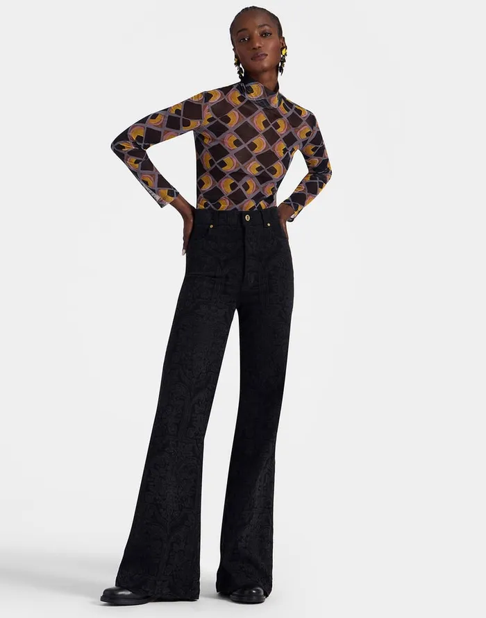 La Doublej Flare Jeans Corte Black In Denim Women Shorts and Pants