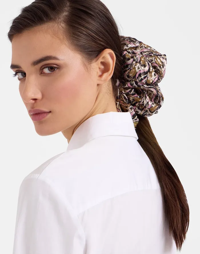 La Doublej Giga Scrunchie Jive Pink In Lurex Fil Coup Women Hair Accessories