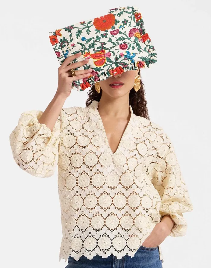 La Doublej Hand Pochette Dragonflower Mini Multicolor In Shot Cotton Women Bags and Pochettes La Doublej Hand Pochette Dragonflower Mini Multicolor In Shot Cotton Women Bags and Pochettes
