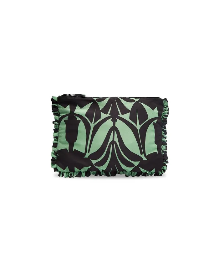 La Doublej Hand Pochette Papyrus Green In Faille Women Bags and Pochettes