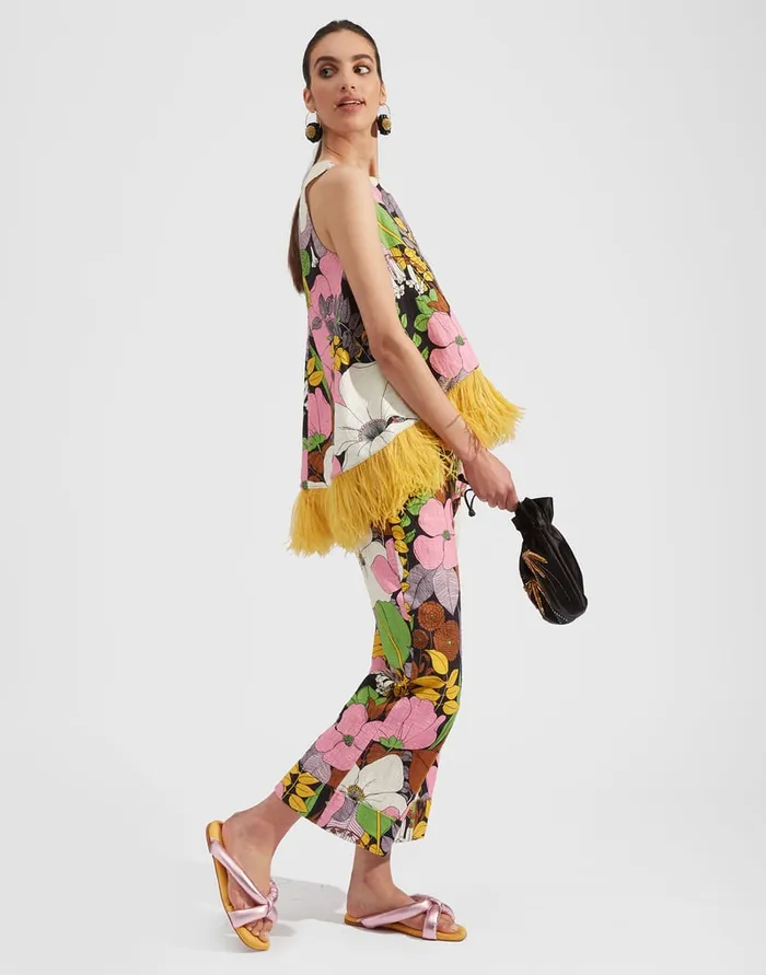 La Doublej Hendrix Pants Big Flower In Shot Cotton Women Shorts and Pants