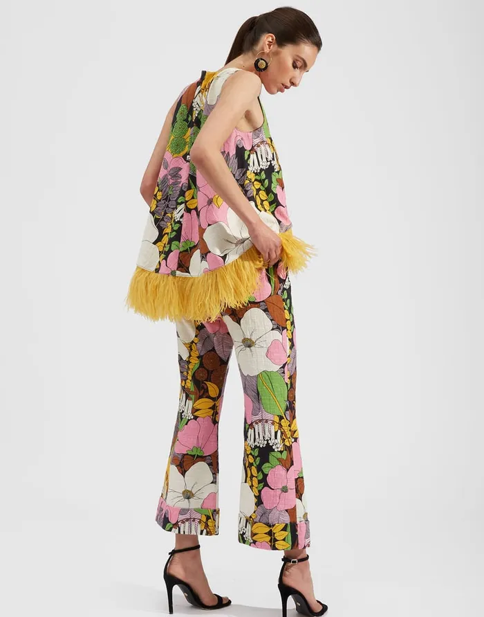 La Doublej Hendrix Pants Big Flower In Shot Cotton Women Shorts and Pants