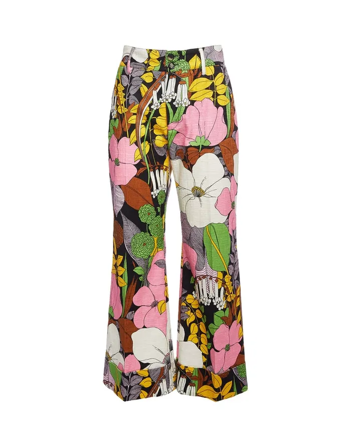 La Doublej Hendrix Pants Big Flower In Shot Cotton Women Shorts and Pants
