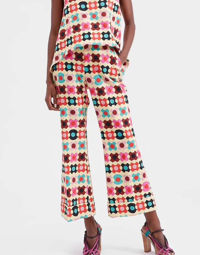 La Doublej Hendrix Pants Groovy Dot Giallo In Shot Cotton Women Shorts and Pants La Doublej Hendrix Pants Groovy Dot Giallo In Shot Cotton Women Shorts and Pants