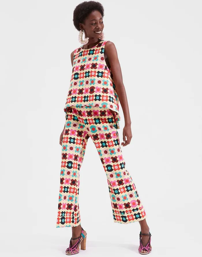 La Doublej Hendrix Pants Groovy Dot Giallo In Shot Cotton Women Shorts and Pants