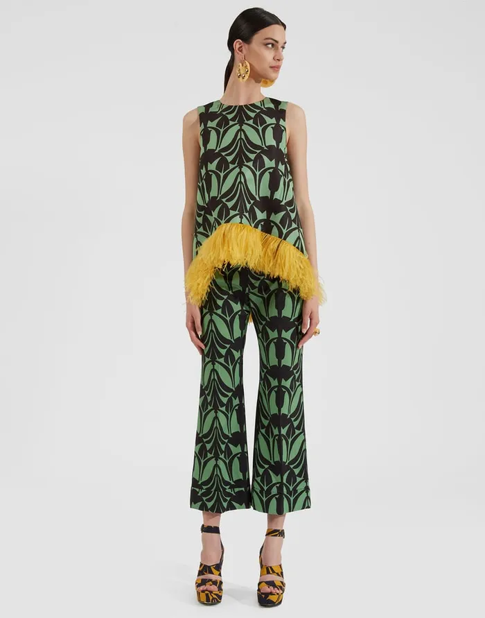 La Doublej Hendrix Pants Papyrus Green In Heavy Stretch Cotton Women Shorts and Pants