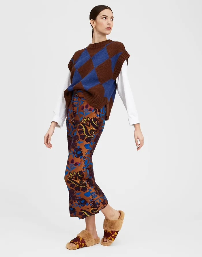 La Doublej Hendrix Pants Selva Brown In Jacquard Women Shorts and Pants