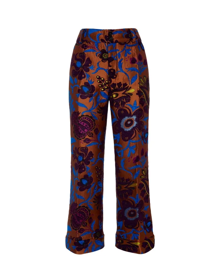 La Doublej Hendrix Pants Selva Brown In Jacquard Women Shorts and Pants