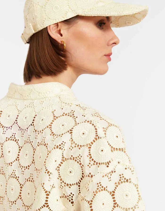 La Doublej Jackie Shirt Evil Eye Ivory In Macrame Women Shirts and Tops