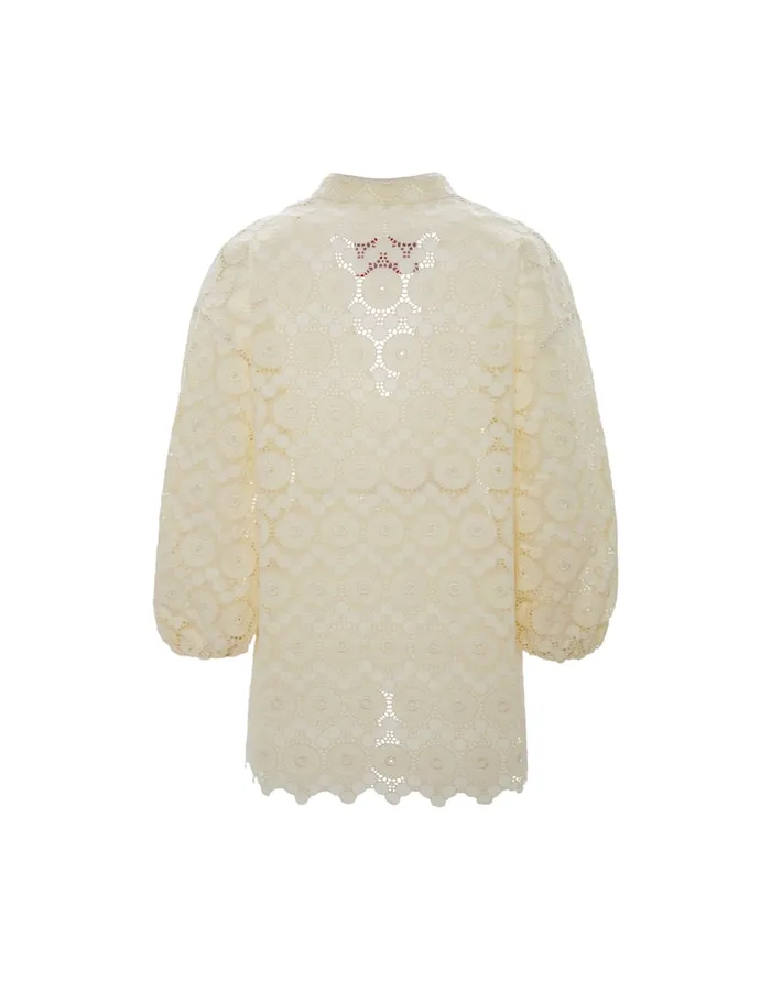 La Doublej Jackie Shirt Evil Eye Ivory In Macrame Women Shirts and Tops