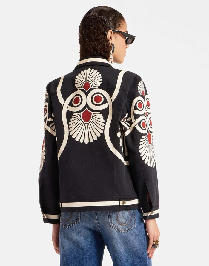 La Doublej Jj Jean Jacket Medallion Place Black In Denim Women Outerwear