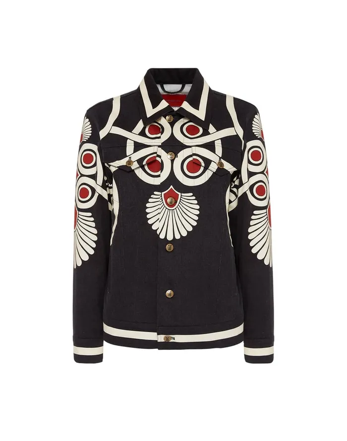 La Doublej Jj Jean Jacket Medallion Place Black In Denim Women Outerwear