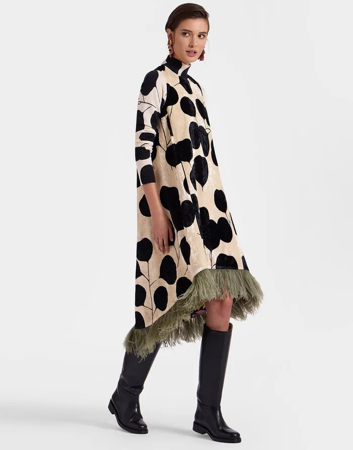 La Doublej La Scala High Dress Lunaria Light Pink In Crushed Velvet With Feathers Women Dresses La Doublej La Scala High Dress Lunaria Light Pink In Crushed Velvet With Feathers Women Dresses