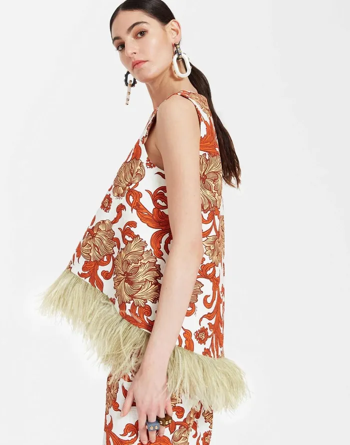 La Doublej La Scala Top Reef White In Shot Cotton With Feathers Women Shirts and Tops La Doublej La Scala Top Reef White In Shot Cotton With Feathers Women Shirts and Tops