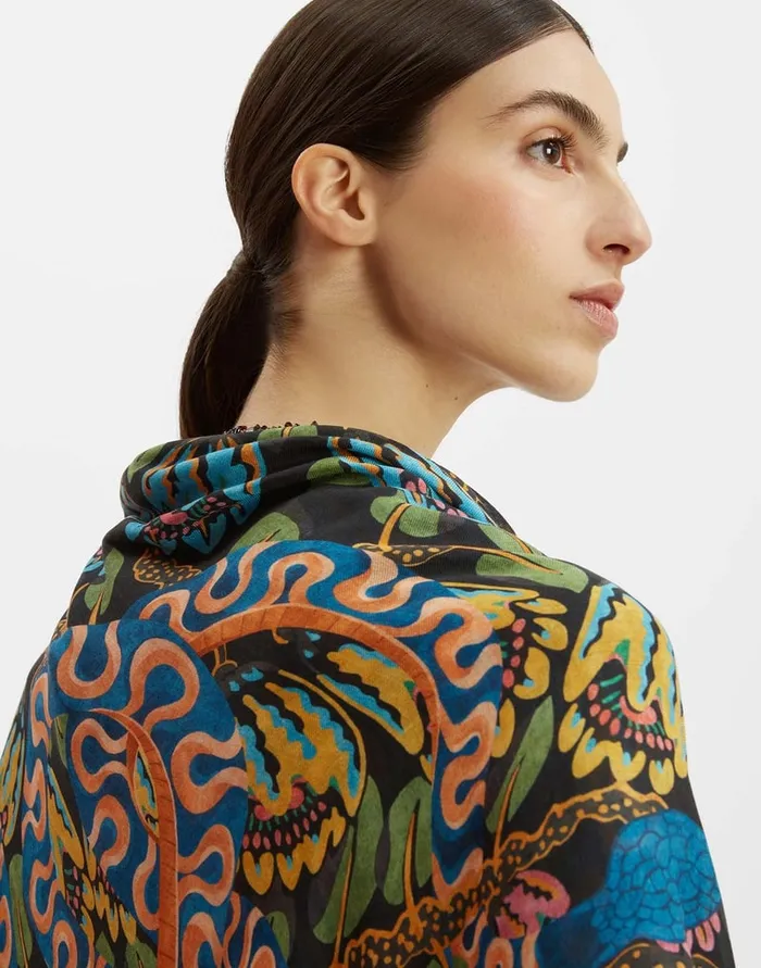 La Doublej Light Scarf Eve Black In Wool Modal Women Foulards and Scarves