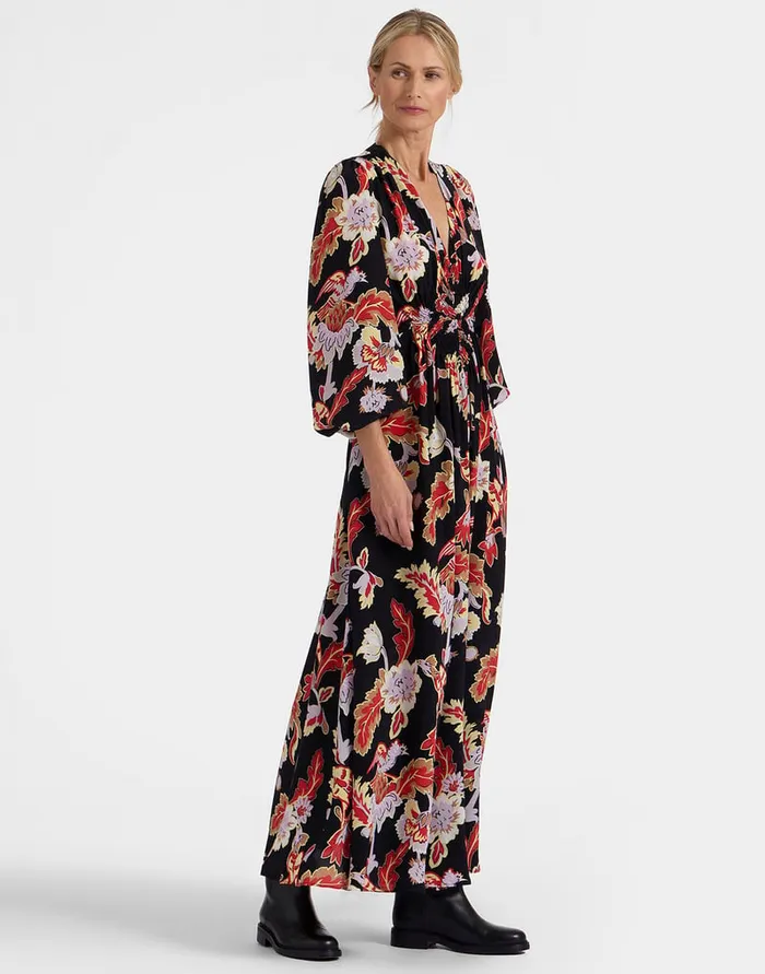 La Doublej Long Camerino Dress Lark Black In Crepe De Chine Silk Women Dresses