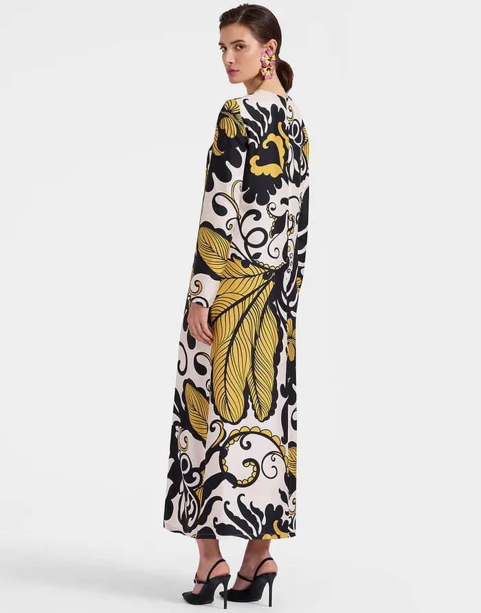 La Doublej Long Sleeve Swing Dress Marea Black and White In Silk Twill Women Dresses La Doublej Long Sleeve Swing Dress Marea Black and White In Silk Twill Women Dresses