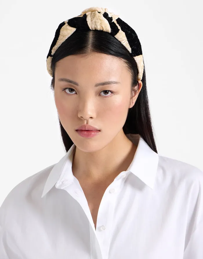 La Doublej Love Knot Headband Lunaria Light Pink In Crushed Velvet Women Hair Accessories