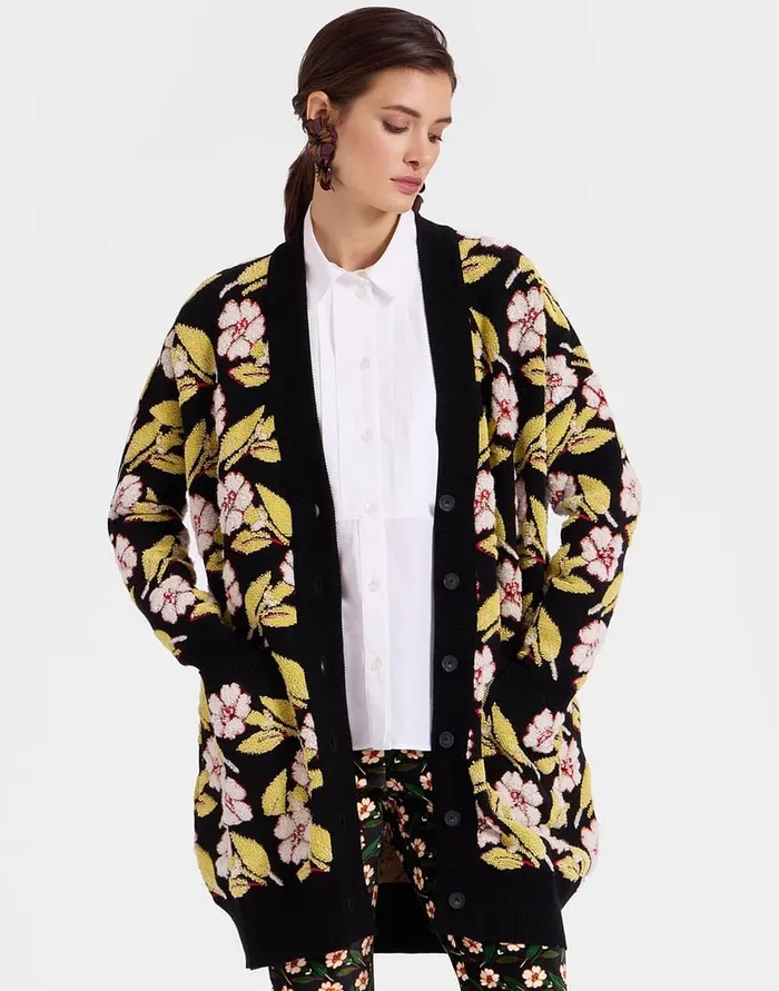 La Doublej Mayfair Cardigan Mayfair Black In Jacquard Women Knitwear