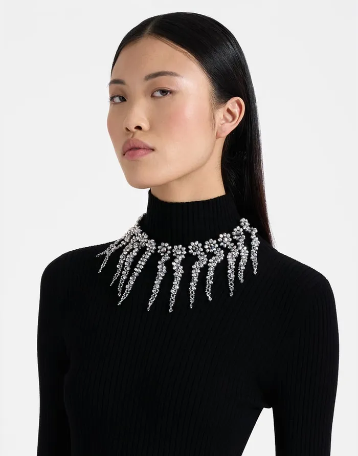 La Doublej Mayfair Necklace Solid Black In Embroidered Beads Women Jewelry