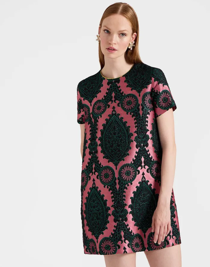 La Doublej Mini Swing Dress Oltrarno Pink In Jacquard Women Dresses