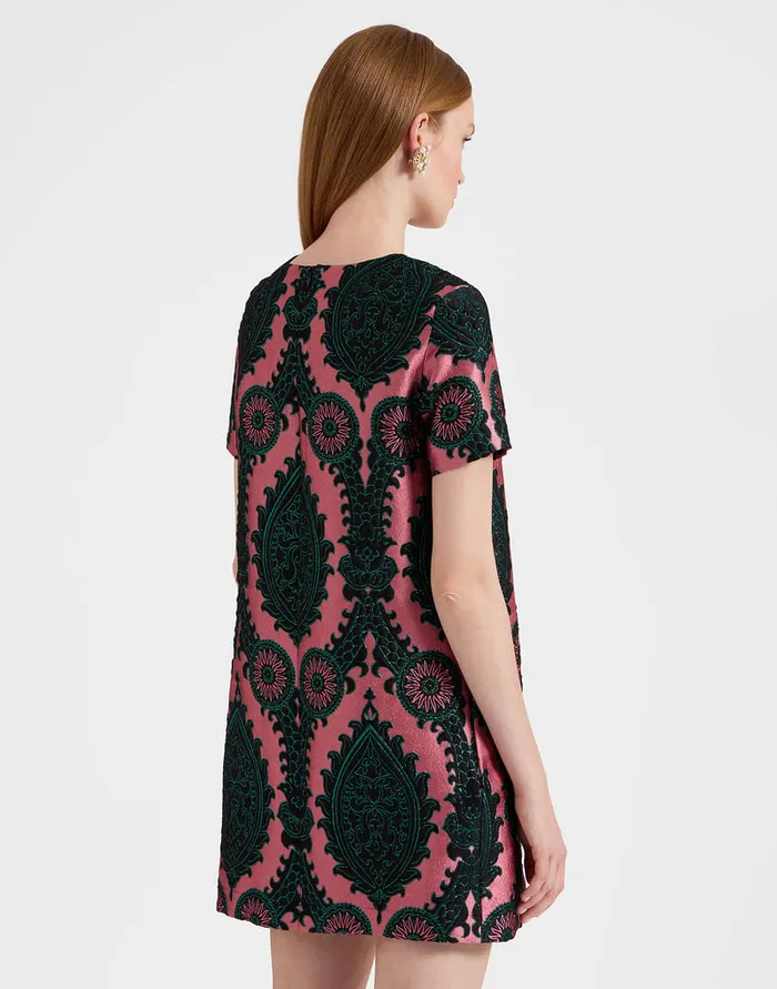 La Doublej Mini Swing Dress Oltrarno Pink In Jacquard Women Dresses