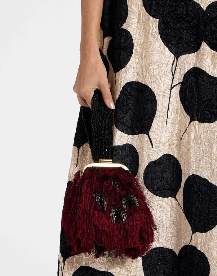 La Doublej Palazzo Mini Bag Fuzzy Leopard Black In Embroidered Women Bags and Pochettes La Doublej Palazzo Mini Bag Fuzzy Leopard Black In Embroidered Women Bags and Pochettes