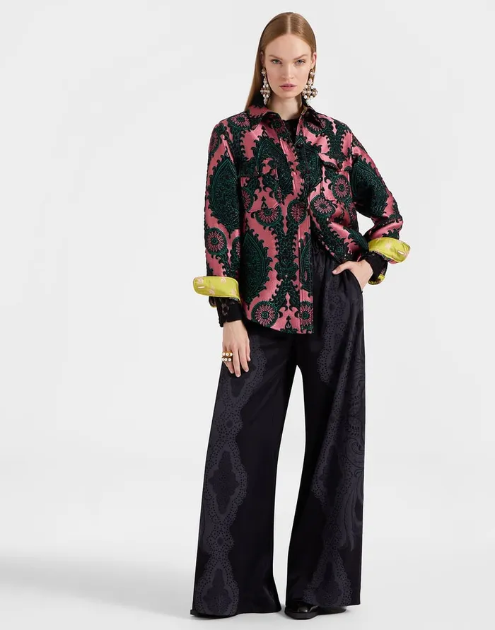 La Doublej Palazzo Pants Portal Laser Black In Viscose Satin Stretch Women Shorts and Pants La Doublej Palazzo Pants Portal Laser Black In Viscose Satin Stretch Women Shorts and Pants