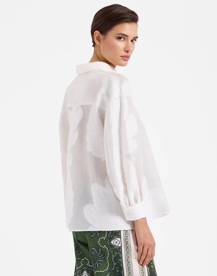 La Doublej Poet Shirt Pineapple Lace White In Jacquard Women Shirts and Tops