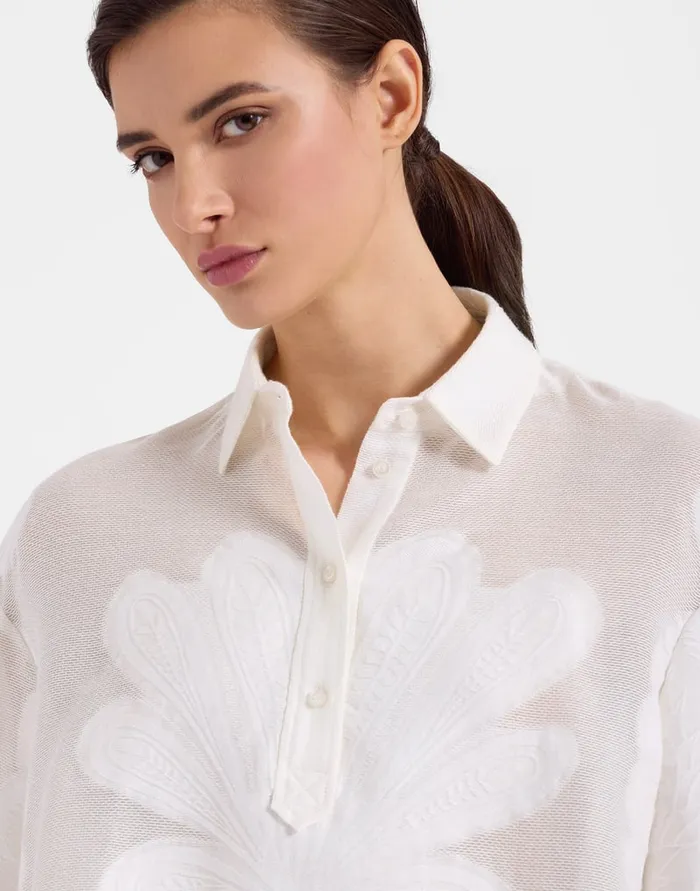 La Doublej Poet Shirt Pineapple Lace White In Jacquard Women Shirts and Tops