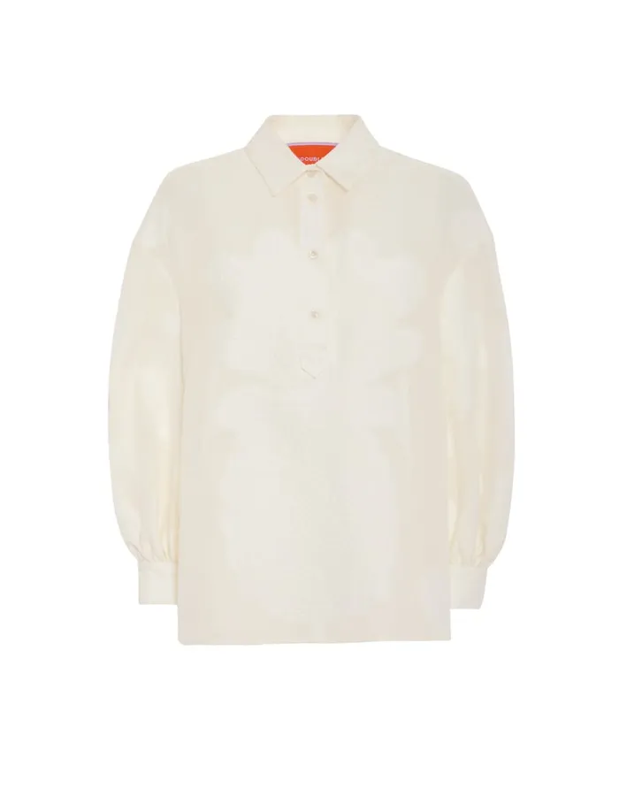 La Doublej Poet Shirt Pineapple Lace White In Jacquard Women Shirts and Tops