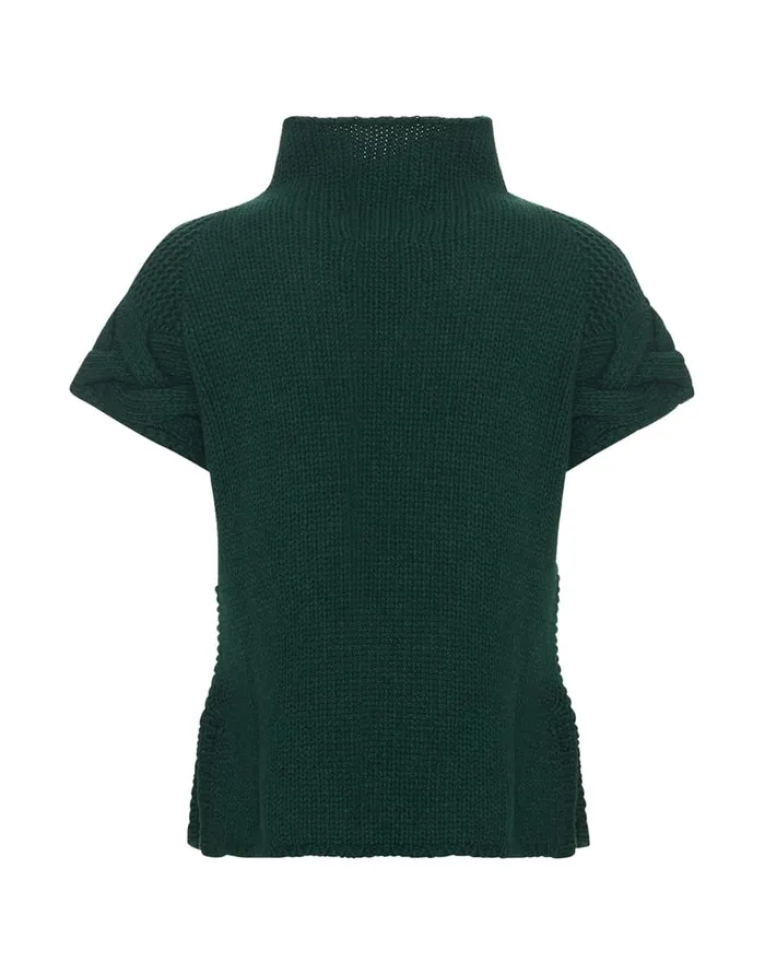 La Doublej Portrait Top Solid Green In Chunky Wool Women Knitwear
