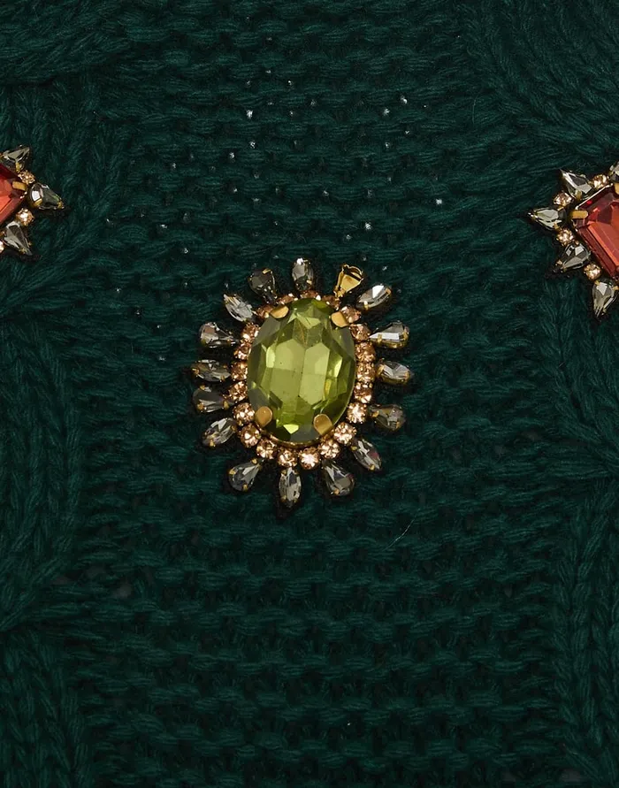 La Doublej Portrait Top Solid Green In Chunky Wool Women Knitwear