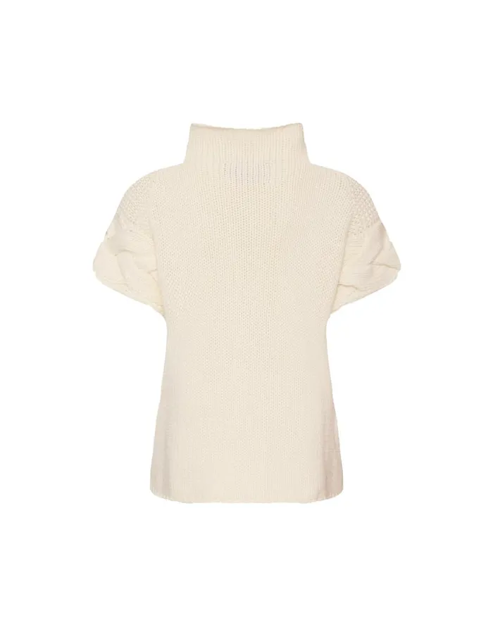 La Doublej Portrait Top Solid Ivory In Chunky Wool Women Knitwear