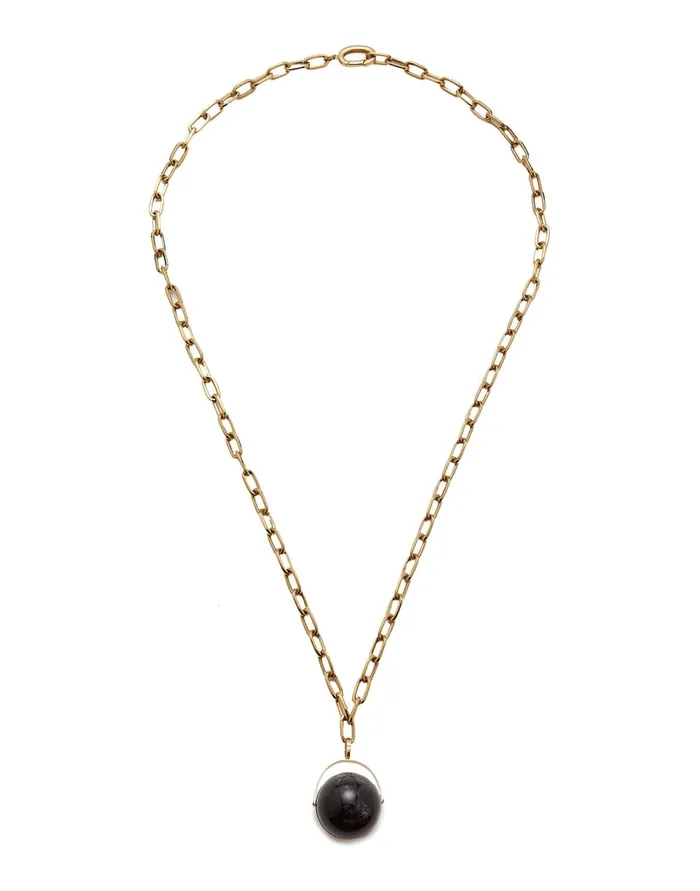 La Doublej Power Pendant Necklace Black Obsidian In Brass Women Jewelry