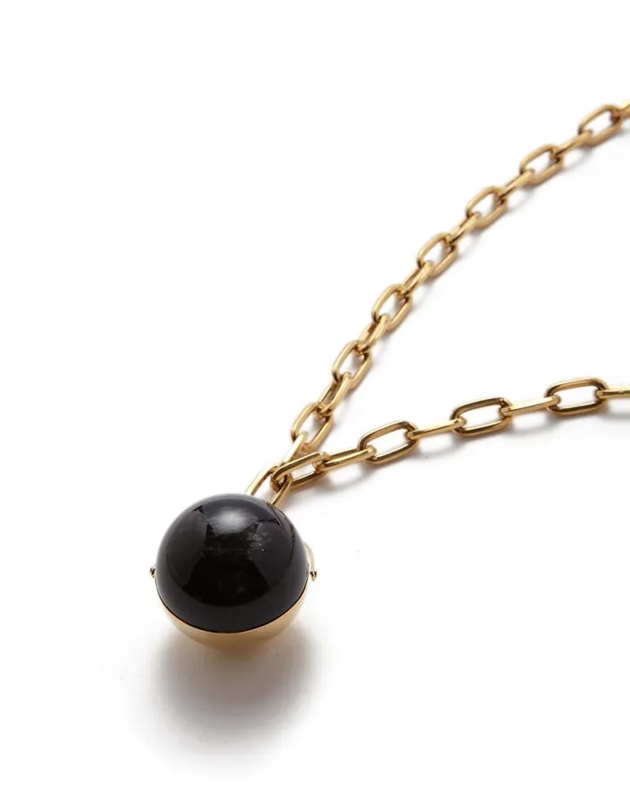 La Doublej Power Pendant Necklace Black Obsidian In Brass Women Jewelry