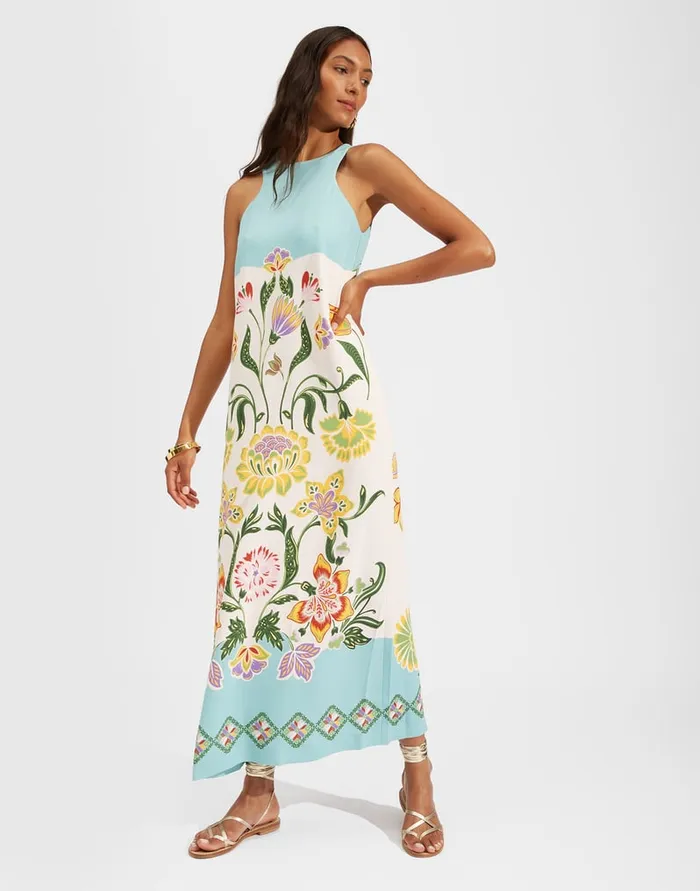 La Doublej Racer Dress Folk Flowers Azzurro Place In Viscose Jersey Women Dresses La Doublej Racer Dress Folk Flowers Azzurro Place In Viscose Jersey Women Dresses