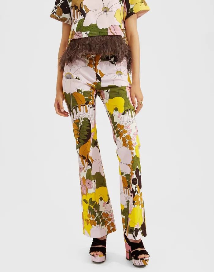 La Doublej Saturday Night Pants Big Flower Rose In Heavy Cotton Stretch Women Shorts and Pants La Doublej Saturday Night Pants Big Flower Rose In Heavy Cotton Stretch Women Shorts and Pants