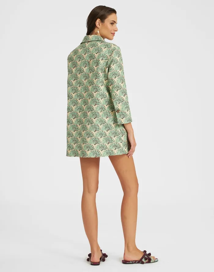 La Doublej Short Artemis Dress Fans Mint In Shot Cotton Women Dresses