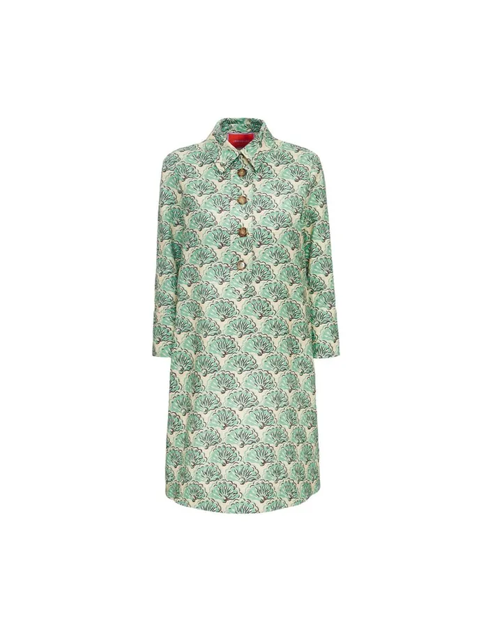 La Doublej Short Artemis Dress Fans Mint In Shot Cotton Women Dresses