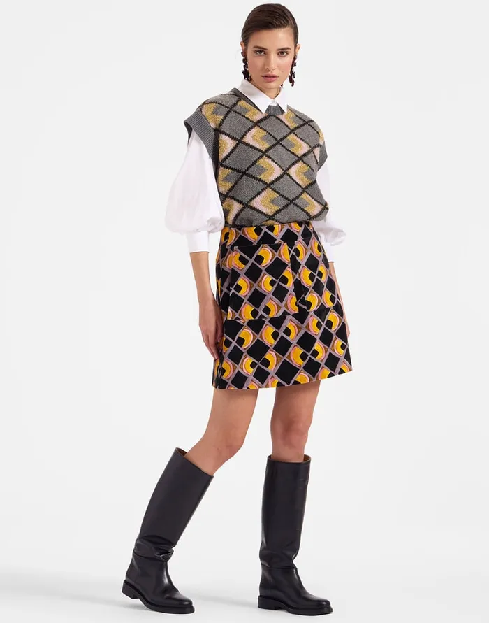 La Doublej Short Skirt HalfLight Black In Cotton Velvet Women Skirts