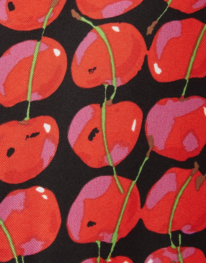 La Doublej Silk Pajama Black Cherries In Twill Silk Women Loungewear