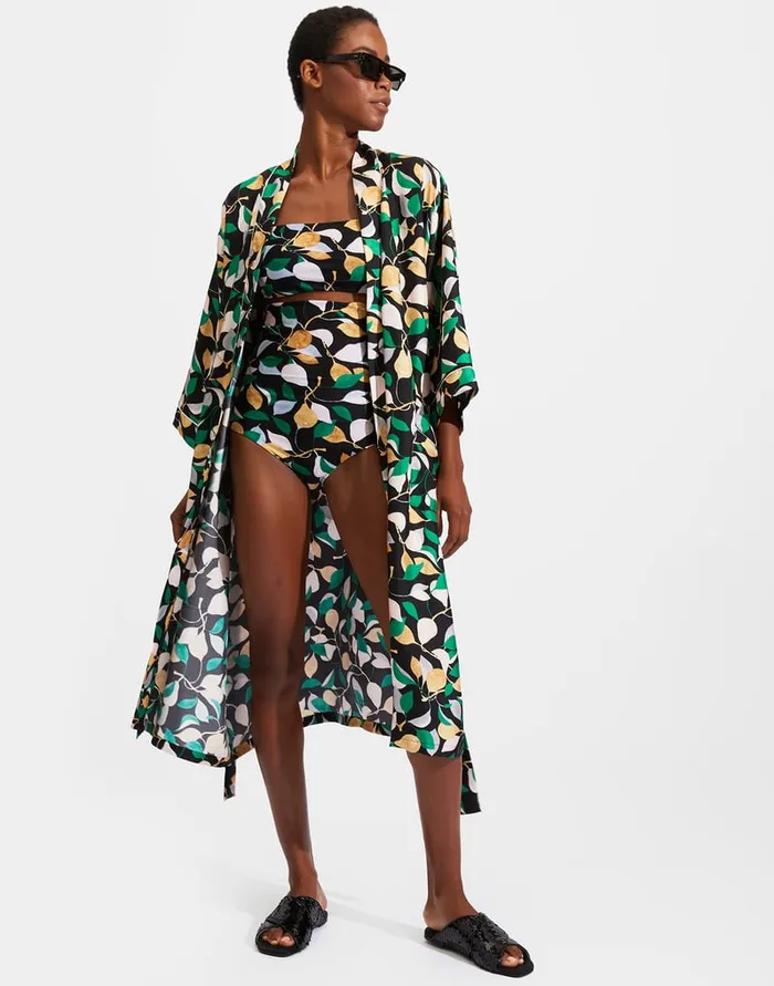 La Doublej Silk Robe Orchard In Twill Silk Women Loungewear