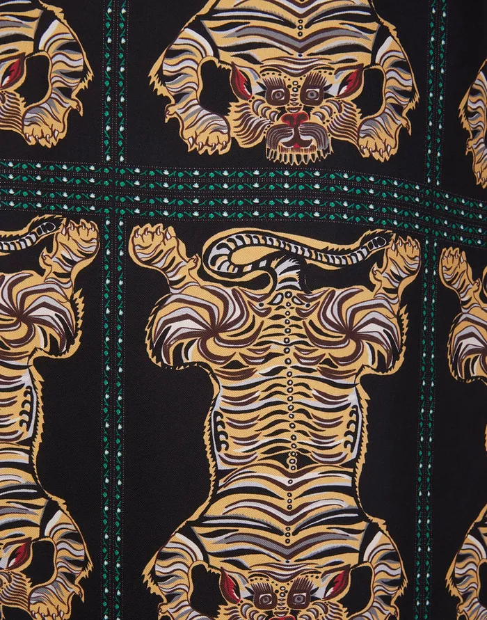 La Doublej Silk Robe Tiger Tiles Black In Twill Silk Women Loungewear